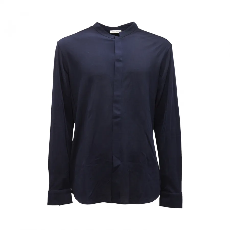 0750AS camicia coreana PAOLO PECORA man jersey shirt blue