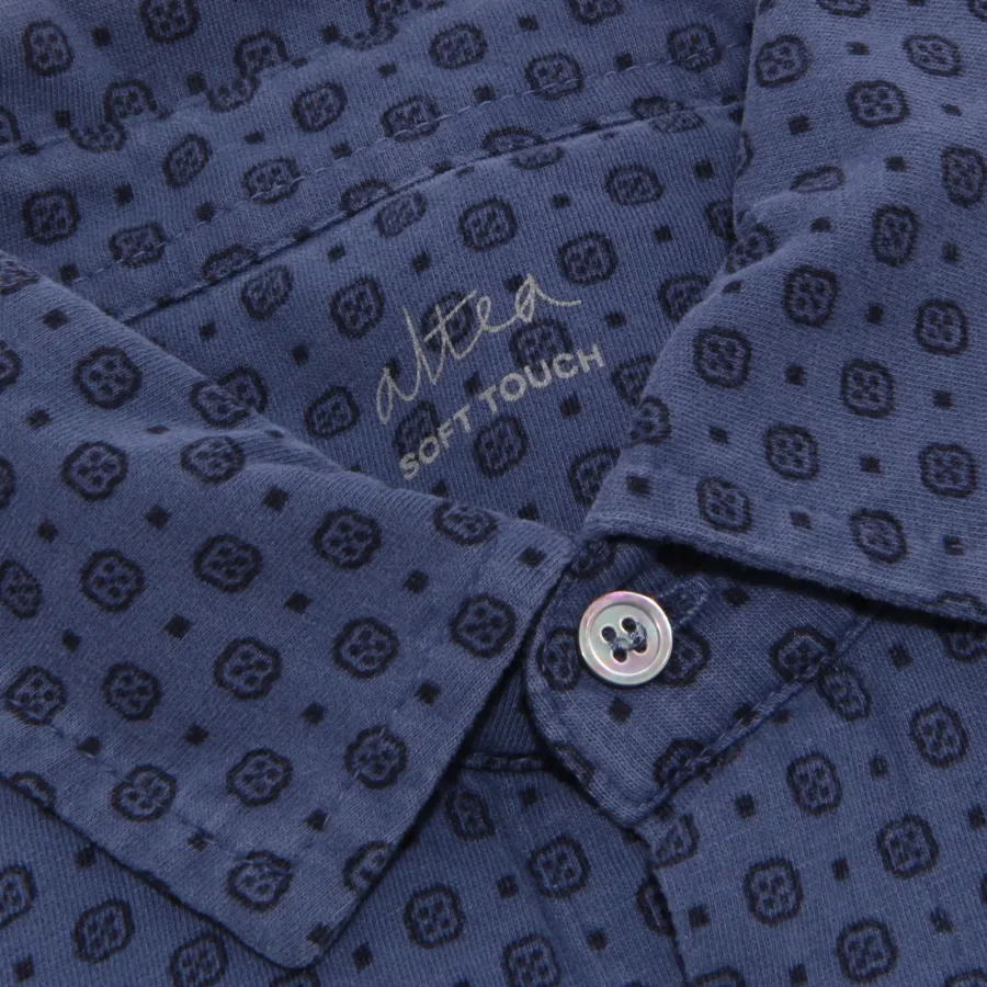1984X camicia uomo ALTEA blue jersey soft touch cotton shirt man