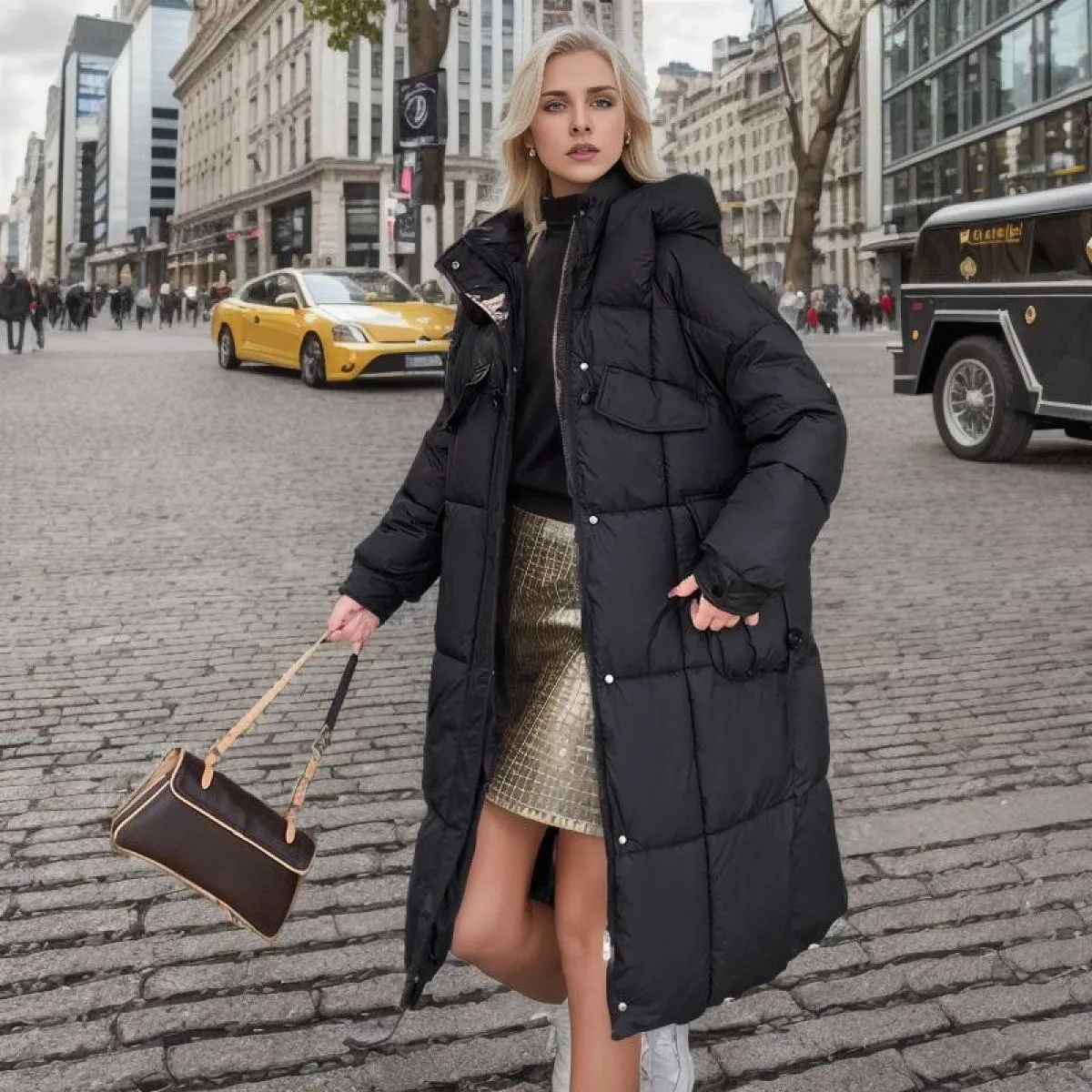 2023 Cappotto lungo con cappuccio lungo in cotone invernale 2023 Cerniera da donna allentata sotto le ginocchia Giacche ispessen