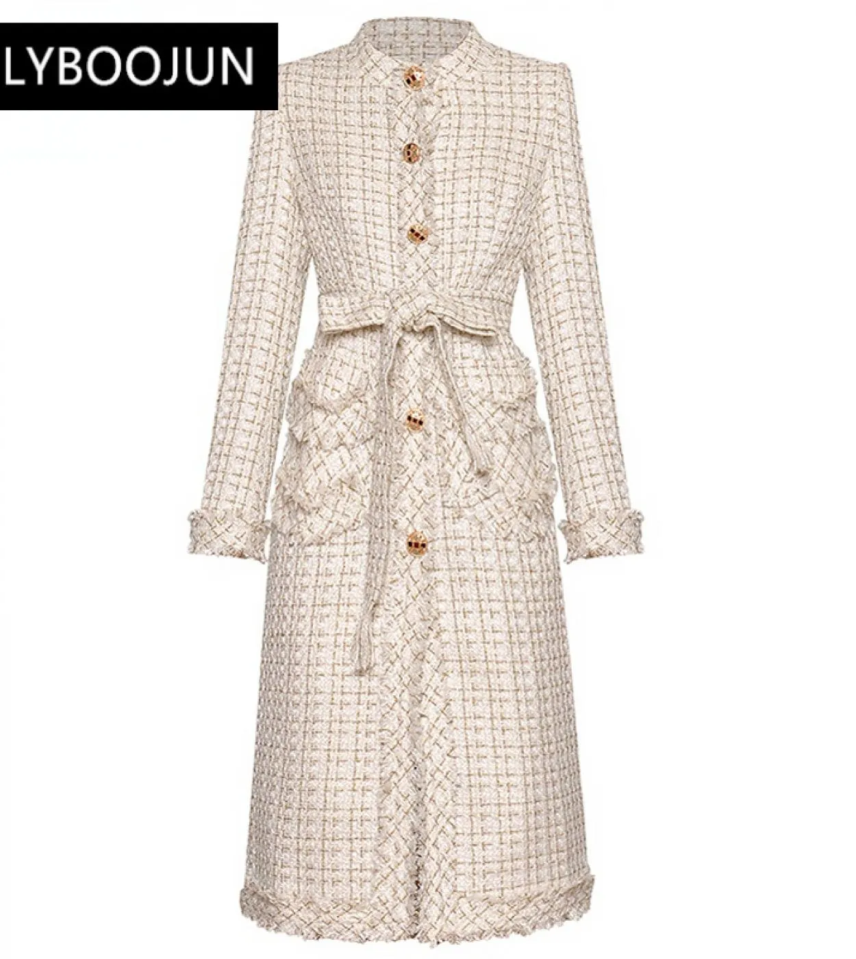 2023 Cappotto lungo invernale elegante di alta qualità di design di lusso Cappotto lungo da donna con frange monopetto a maniche