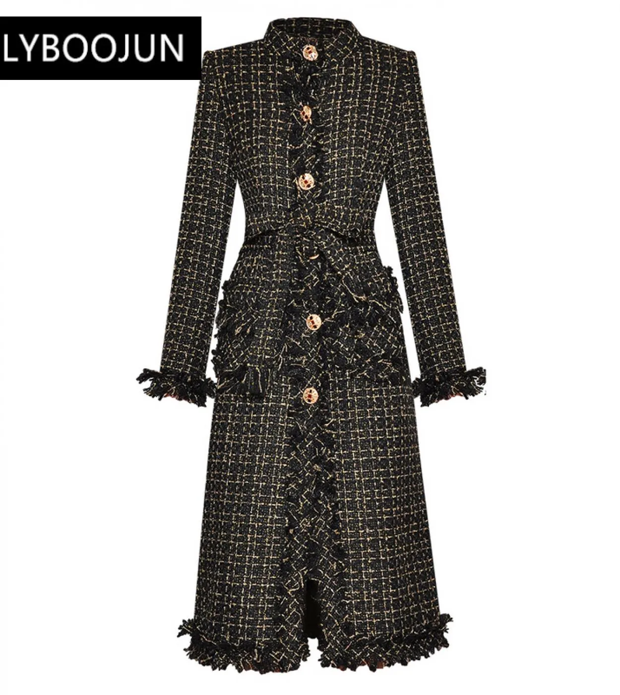 2023 Cappotto lungo invernale elegante di alta qualità di design di lusso Cappotto lungo da donna con frange monopetto a maniche