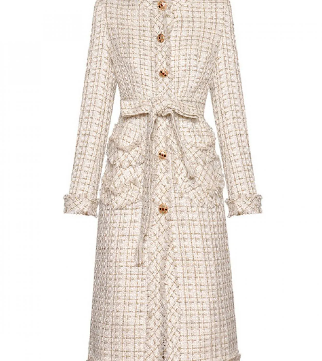 2023 Cappotto lungo invernale elegante di alta qualità di design di lusso Cappotto lungo da donna con frange monopetto a maniche
