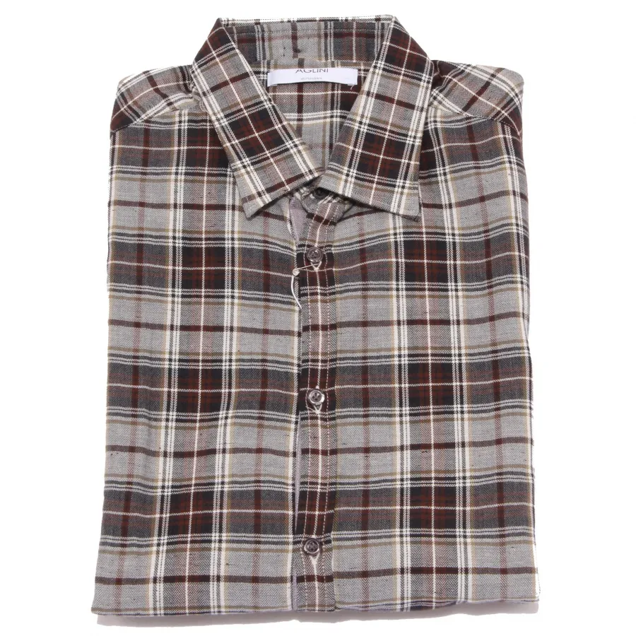 5474U camicia uomo AGLINI RICCARDO3 brown/beige shirt men