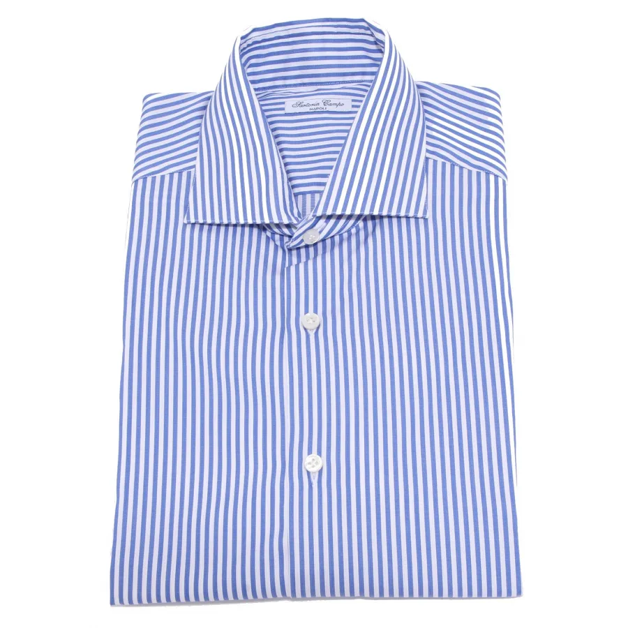8141AA camicia uomo SARTORIA CAMPO white blue stripes shirt cotton man