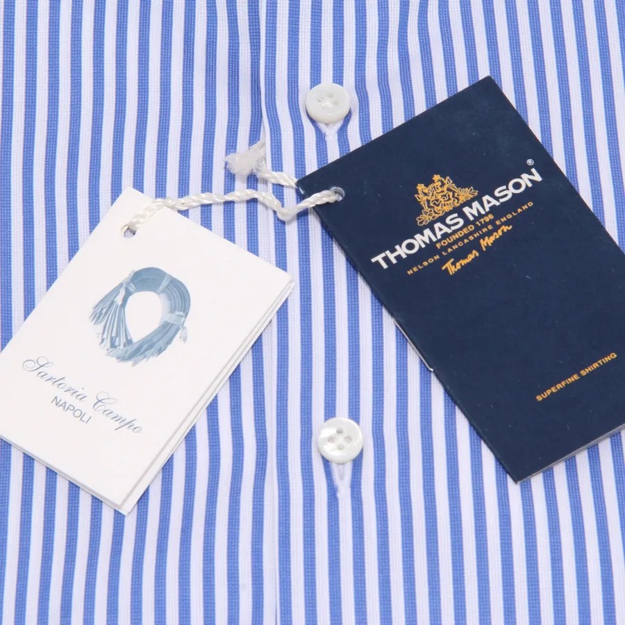 8141AA camicia uomo SARTORIA CAMPO white blue stripes shirt cotton man
