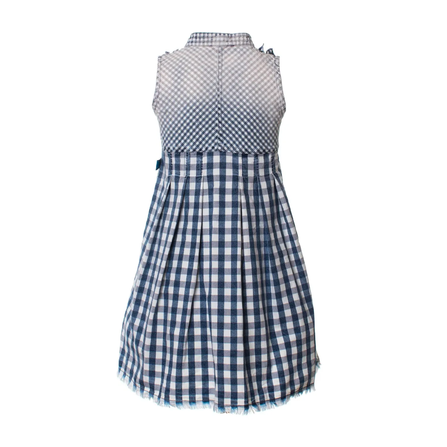Abito A Quadri Blu-Bianco Bambina