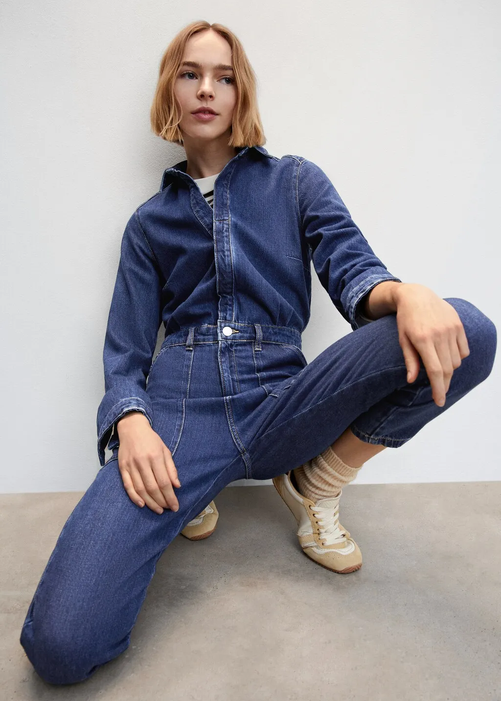 Abito a tuta denim lungo