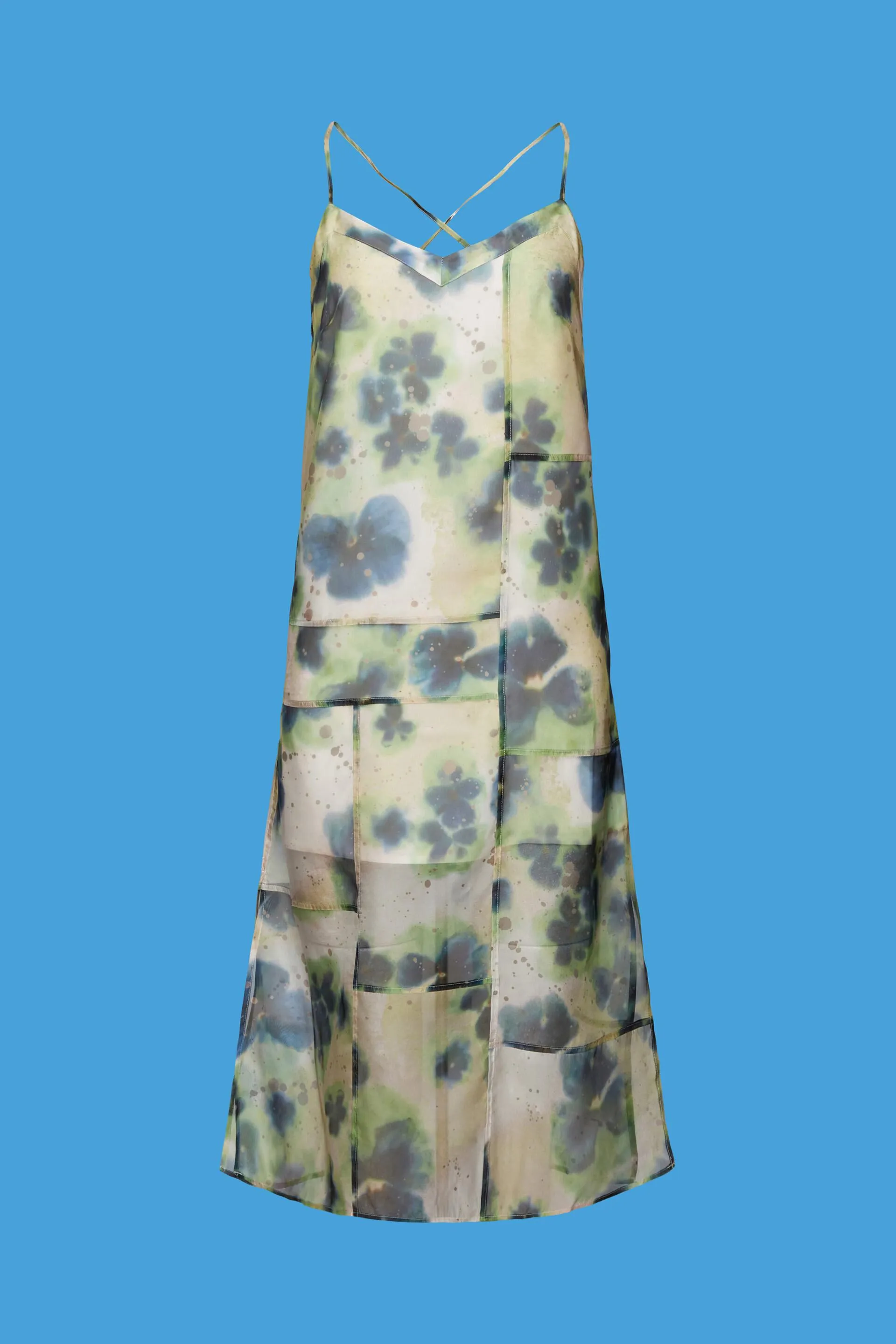 Abito midi in organza a fantasia