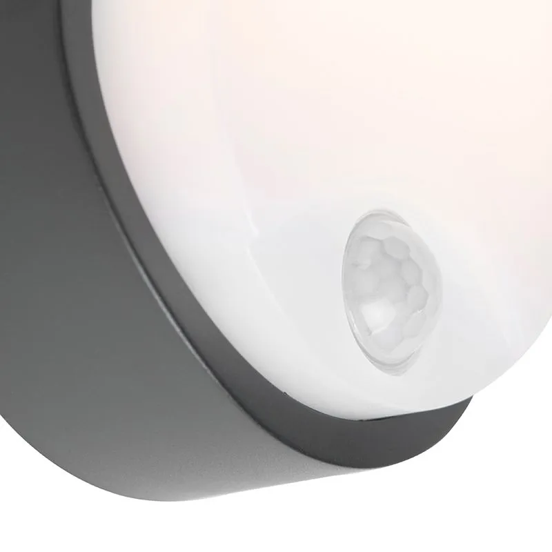 Applique da esterno HORTUS ovale a LED con sensore PIR IP54 nero