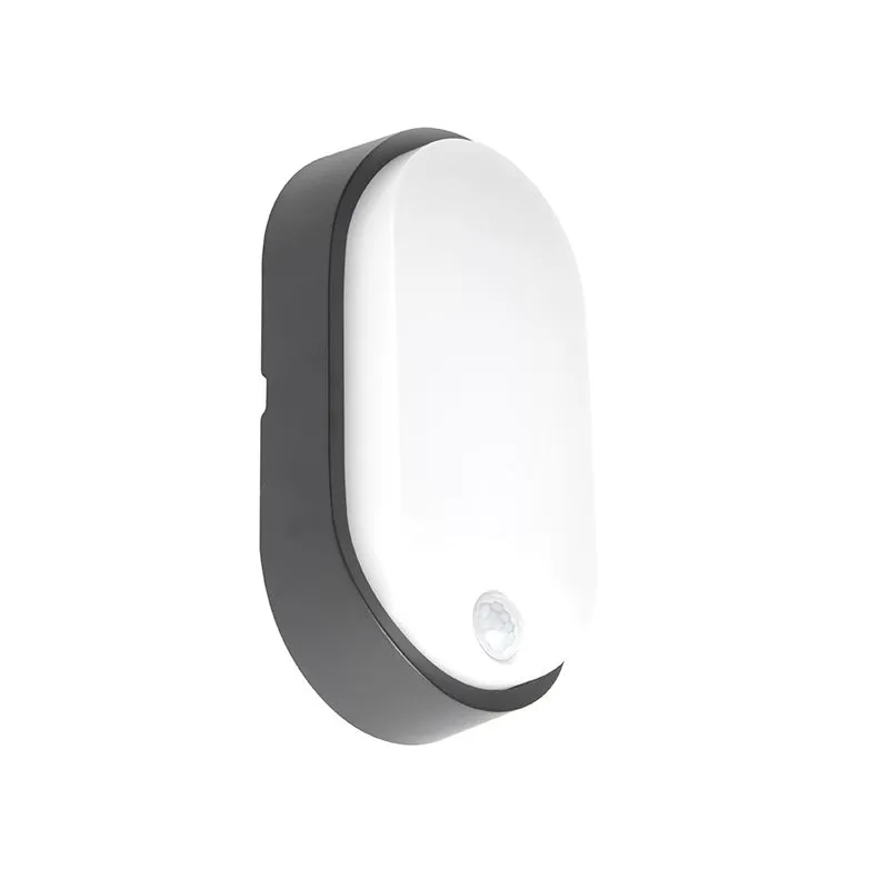 Applique da esterno HORTUS ovale a LED con sensore PIR IP54 nero