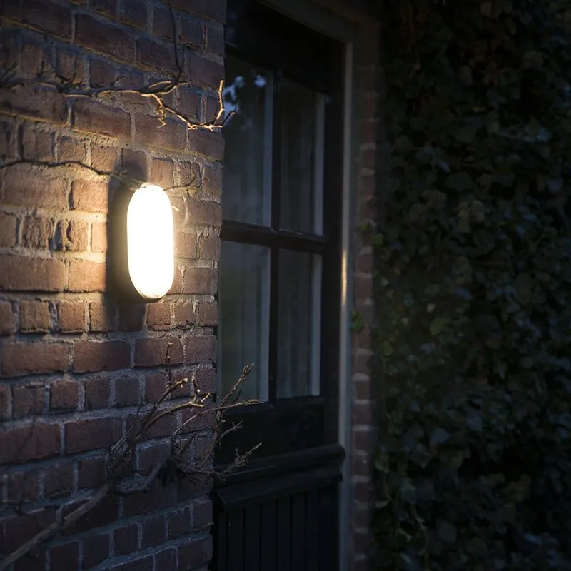 Applique da esterno HORTUS ovale a LED con sensore PIR IP54 nero