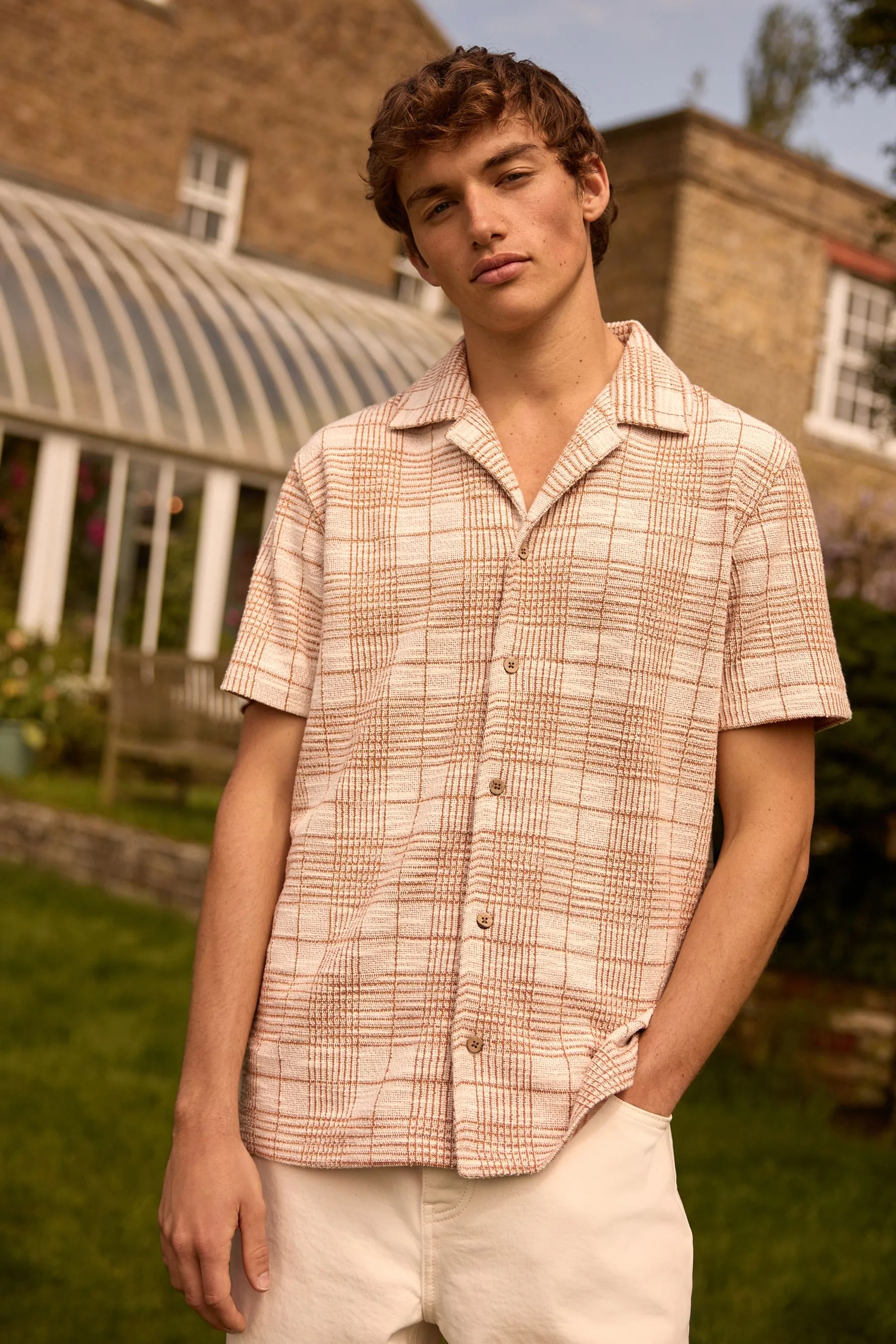 Arancione/bianco  - EDIT A quadri - Camicia in jersey