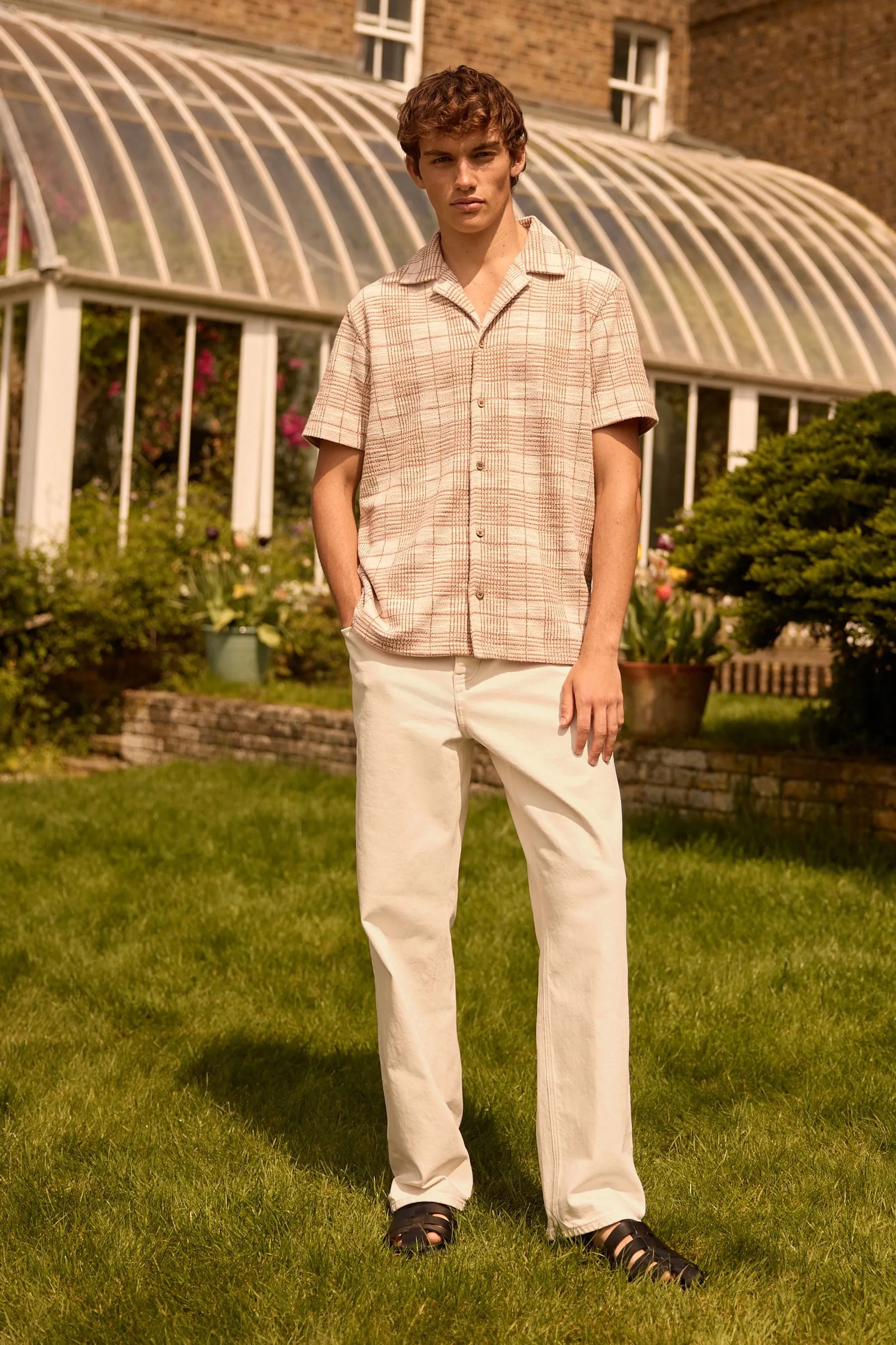 Arancione/bianco  - EDIT A quadri - Camicia in jersey