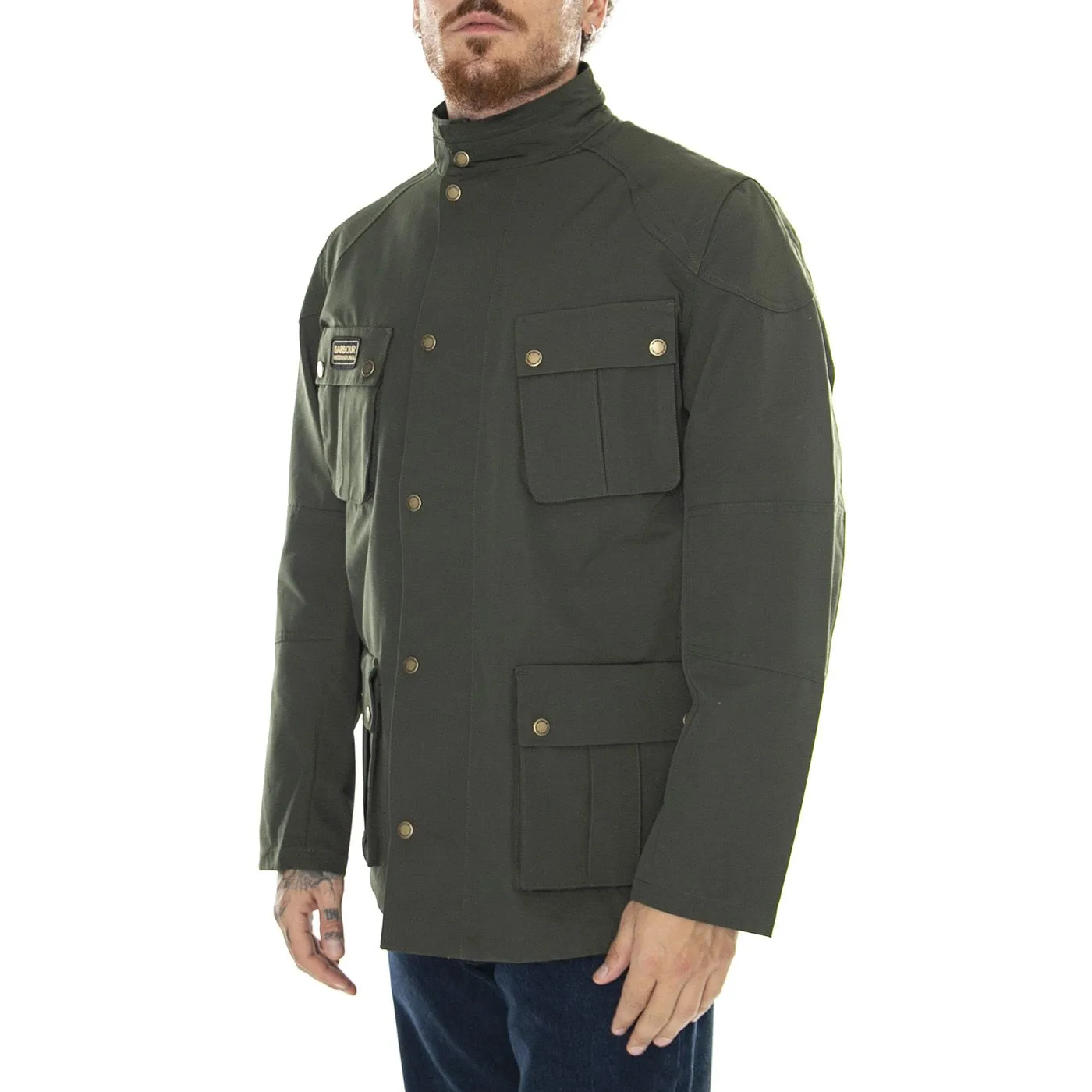 BARBOUR INTERNATIONAL M' Lockseam Showerproof Sage Jacket - Giacca Invernale Uomo Verde    