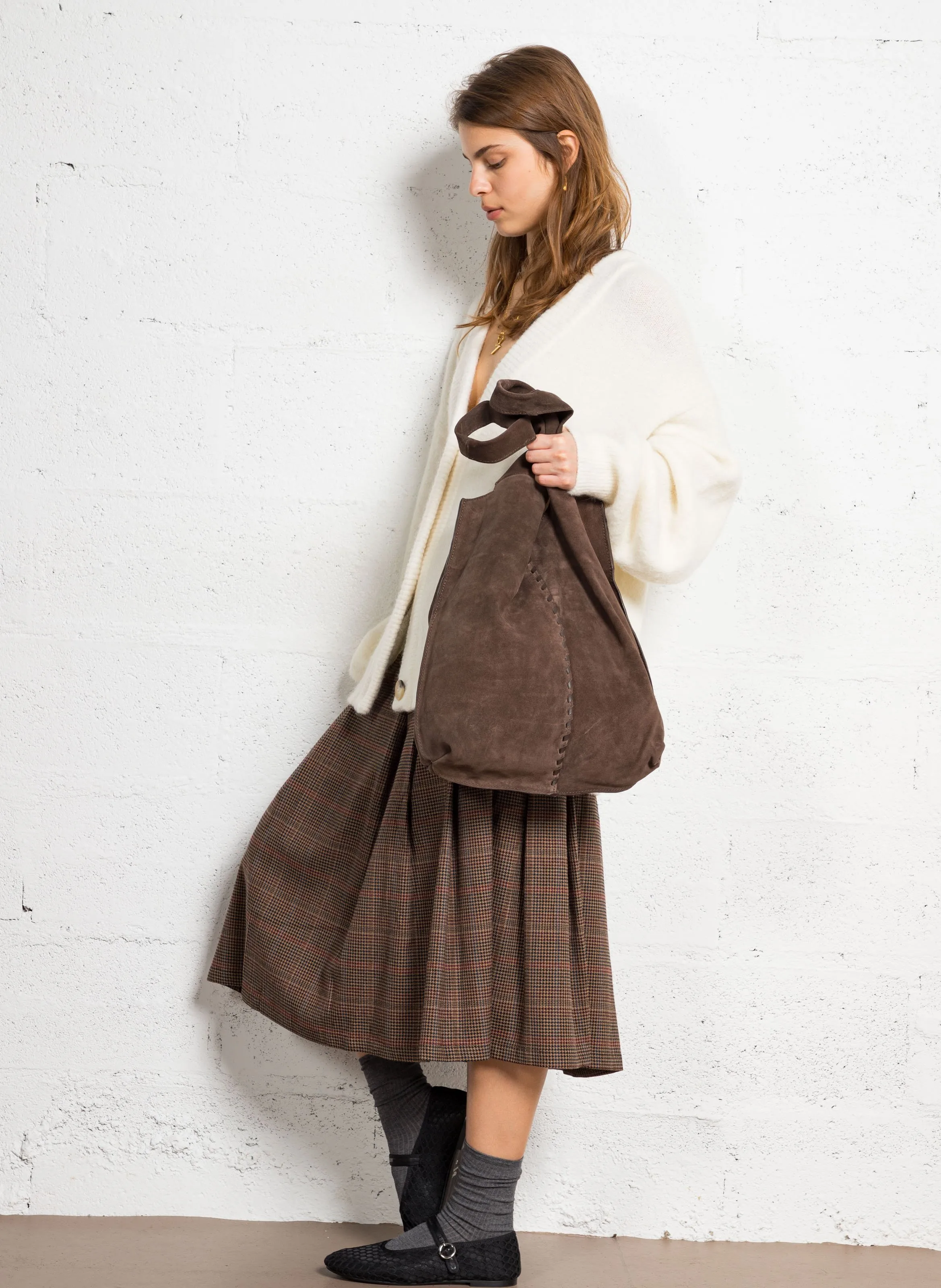  BECKSONDERGAARD   DANITA - Borsa a spalla in pelle scamosciata | Marrone