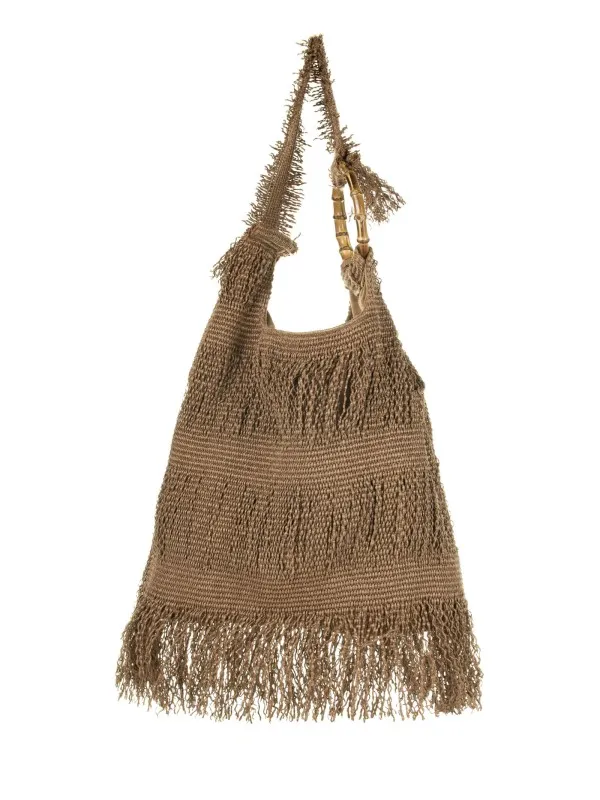 Beige Picasso shopping bag with fringes