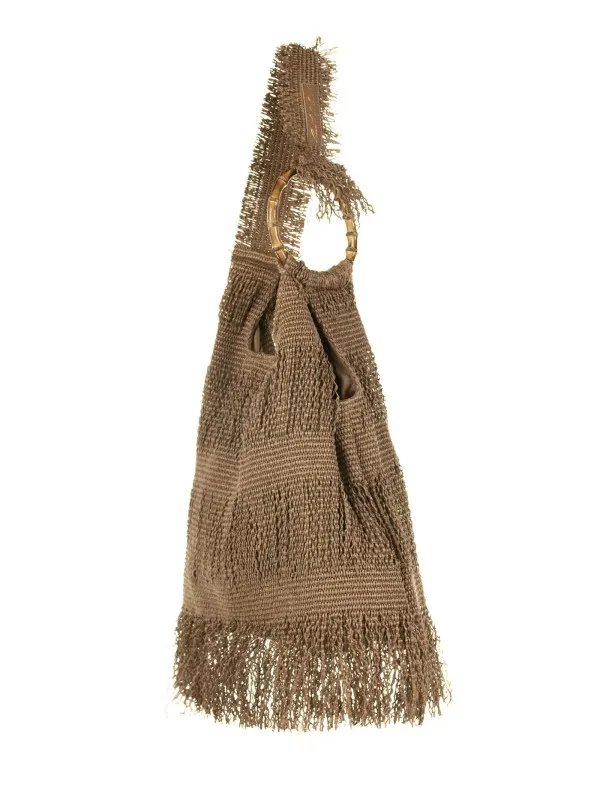 Beige Picasso shopping bag with fringes