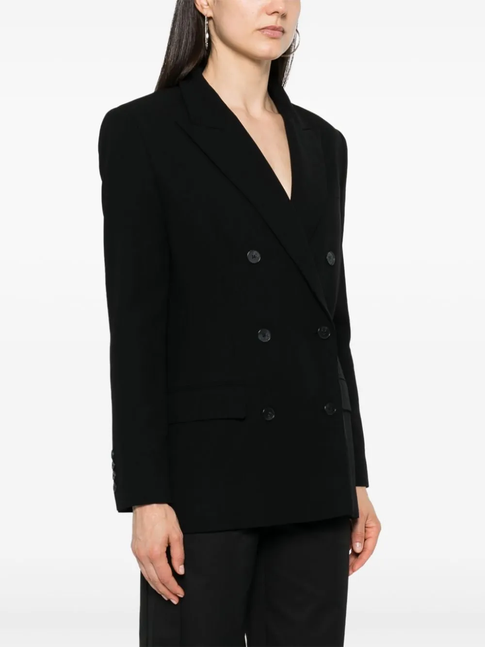 Blazer doppiopetto in twill in nero - donna