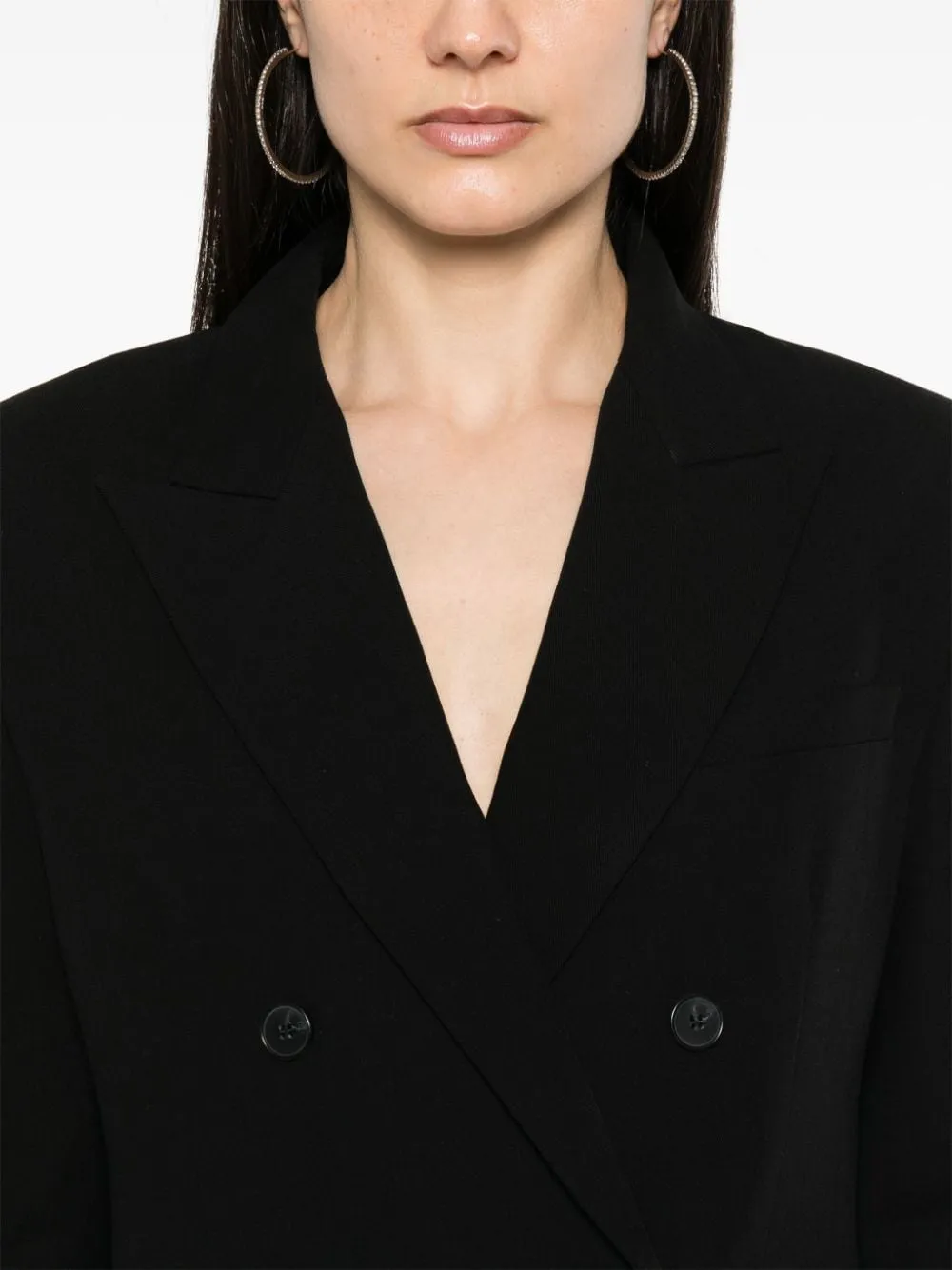 Blazer doppiopetto in twill in nero - donna