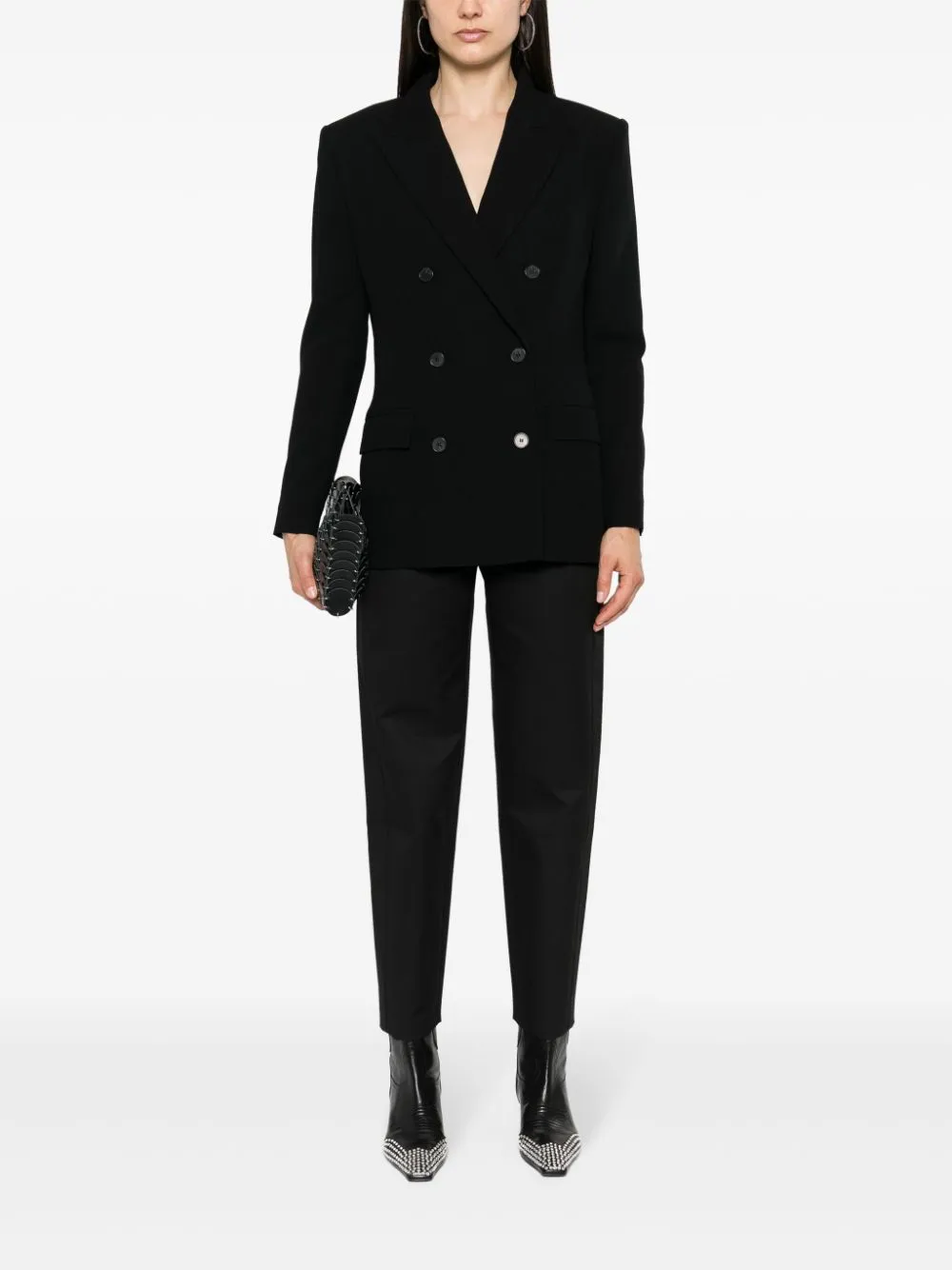 Blazer doppiopetto in twill in nero - donna