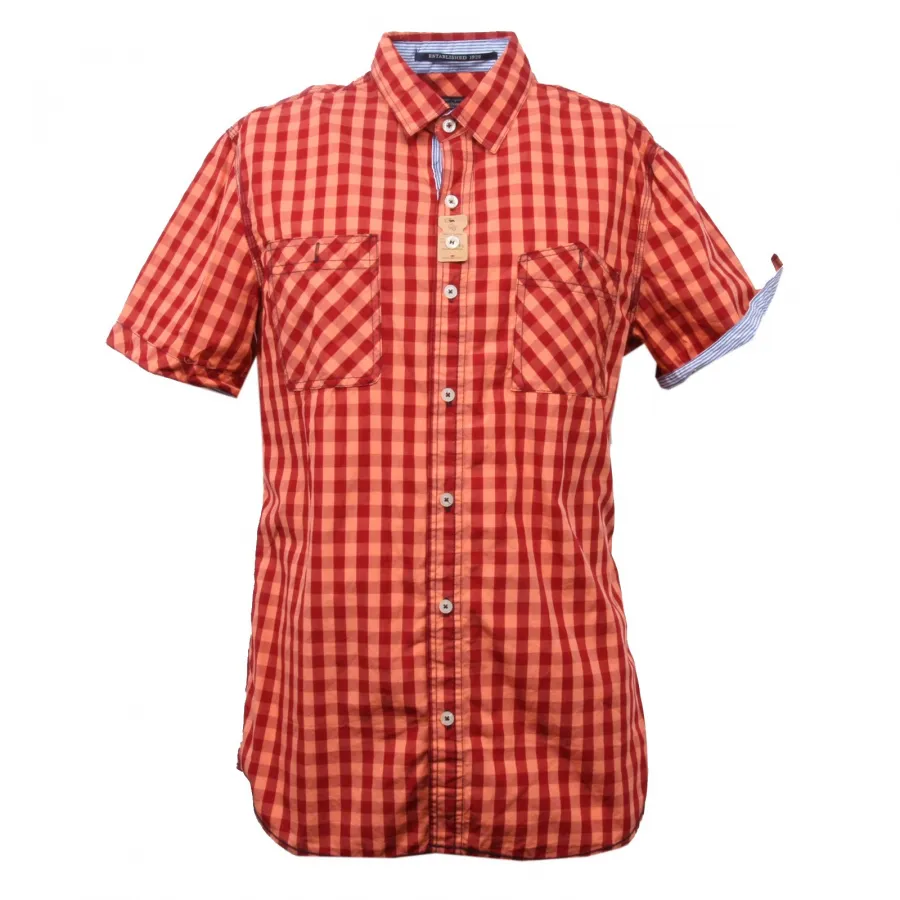 C3180 camicia uomo BREAD&BUTTONS rosso arancione shirt men sleeveless