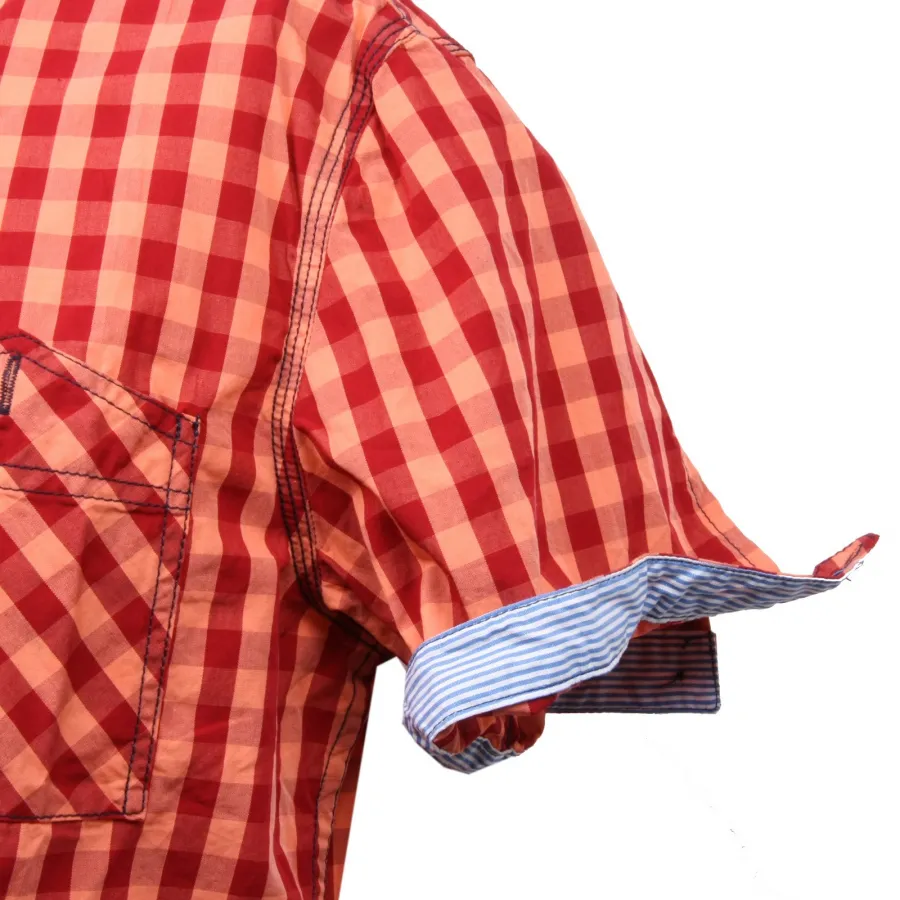 C3180 camicia uomo BREAD&BUTTONS rosso arancione shirt men sleeveless