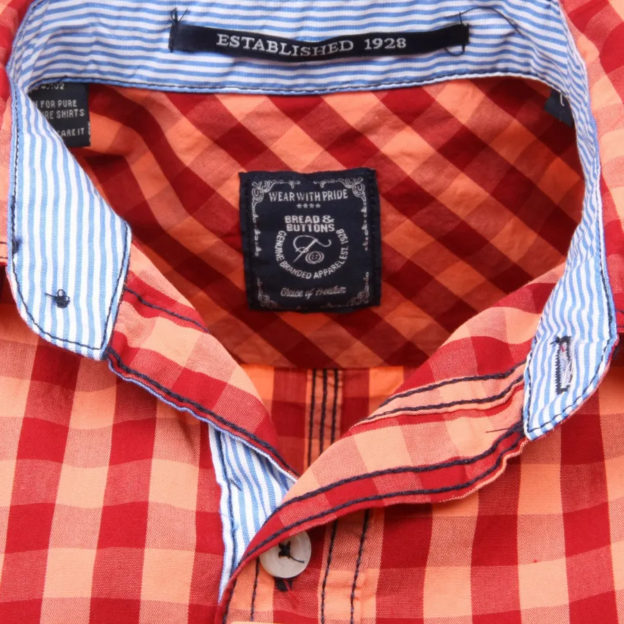 C3180 camicia uomo BREAD&BUTTONS rosso arancione shirt men sleeveless