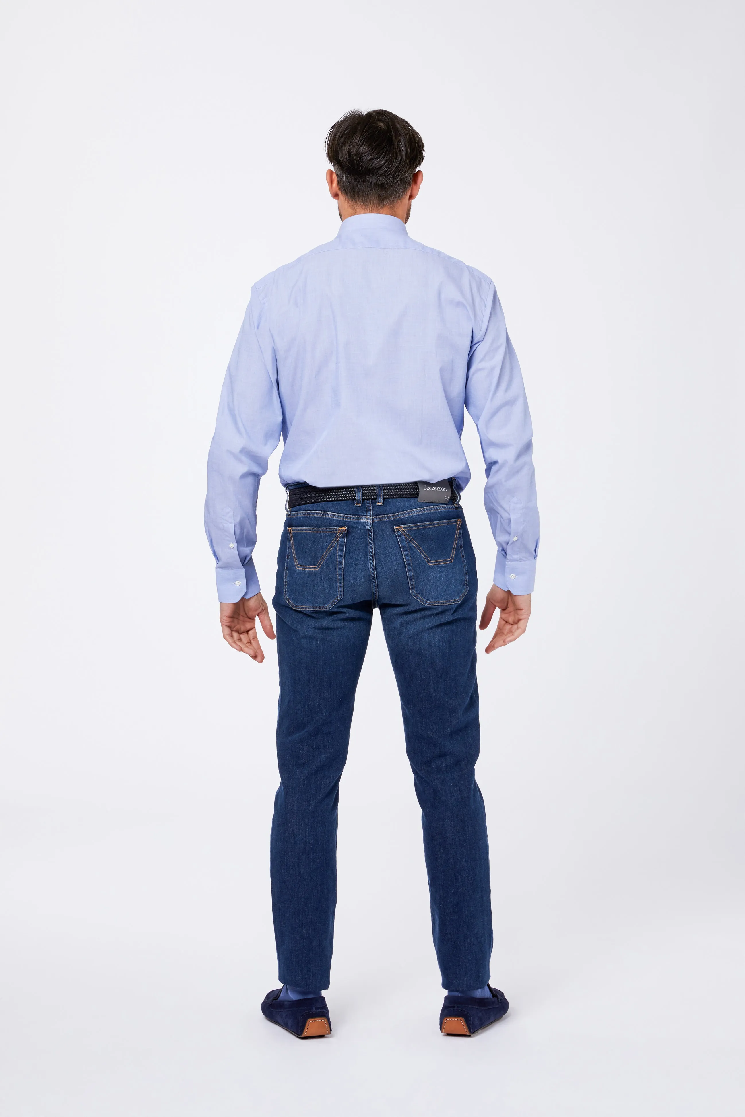 Camicia Azzurra Cotone Fil a Fil Collo Mezzo Francese