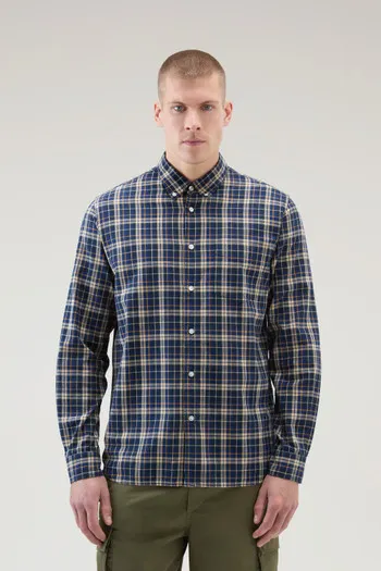 Camicia Madras in puro cotone a quadri                                                                                Melton Blu