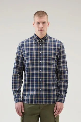Camicia Madras in puro cotone a quadri                                                                                Melton Blu