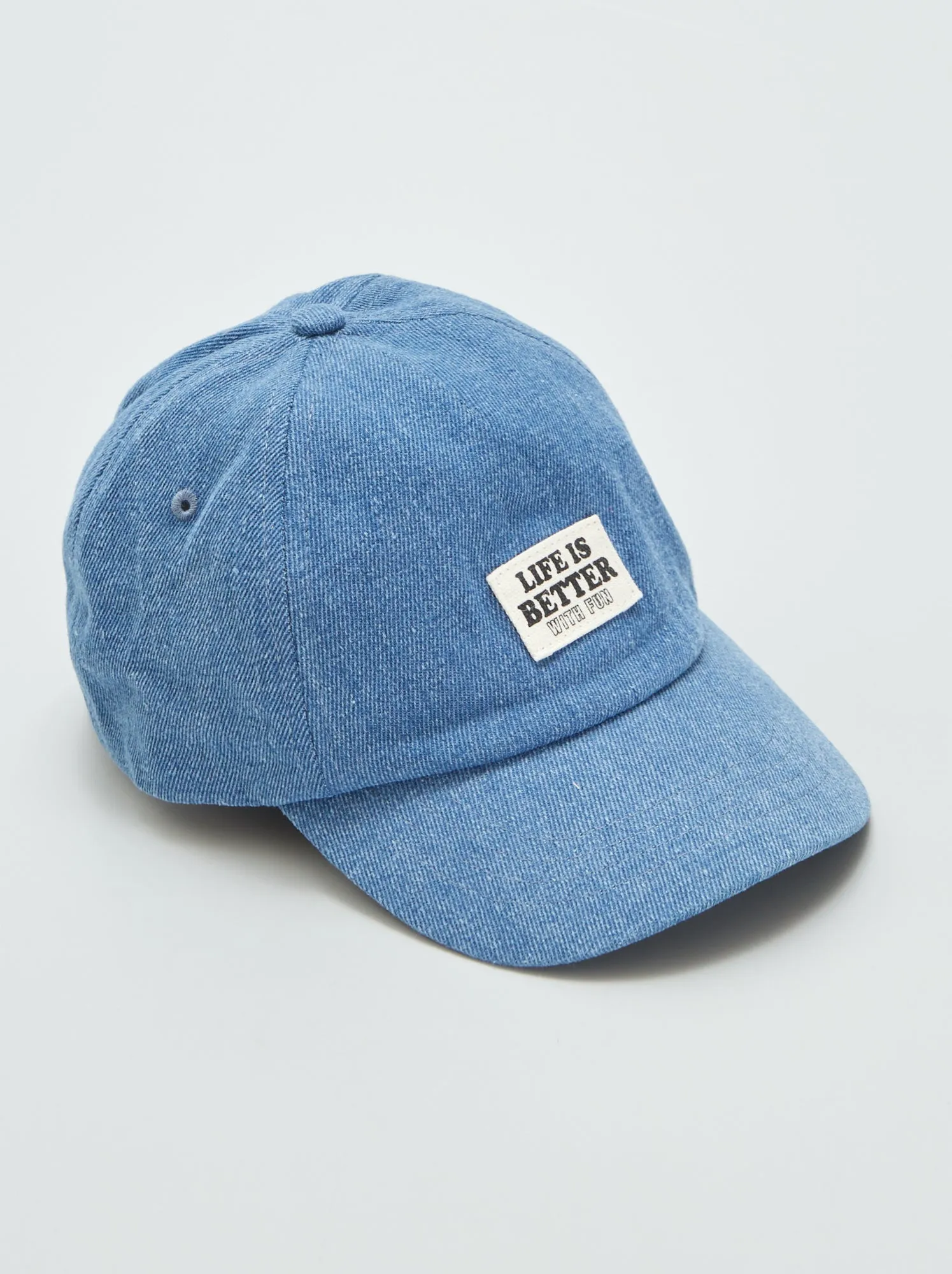 Cappellino in denim con scritta - BLU
