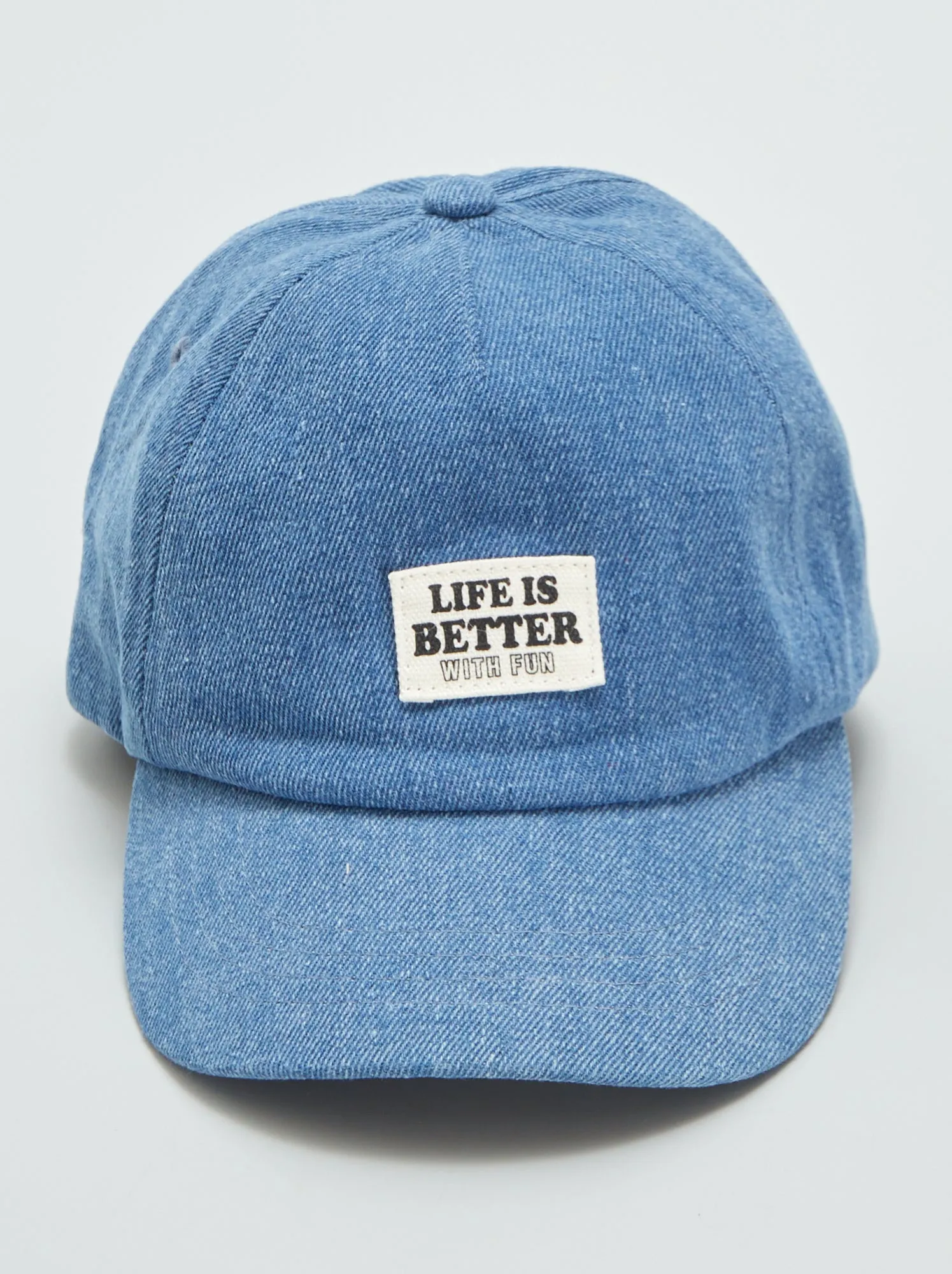 Cappellino in denim con scritta - BLU