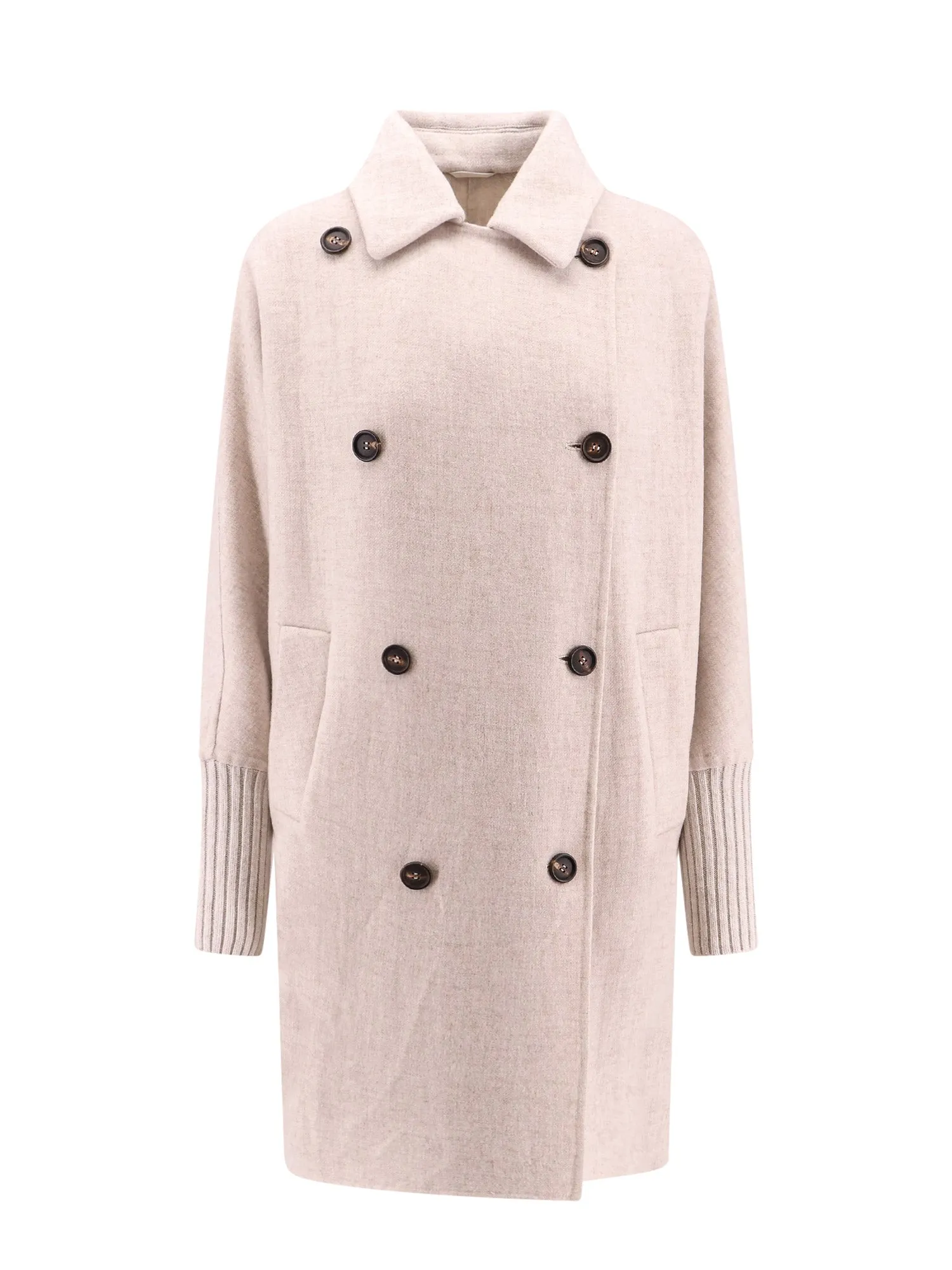 Cappotto oversize in cashmere con maxi polsini