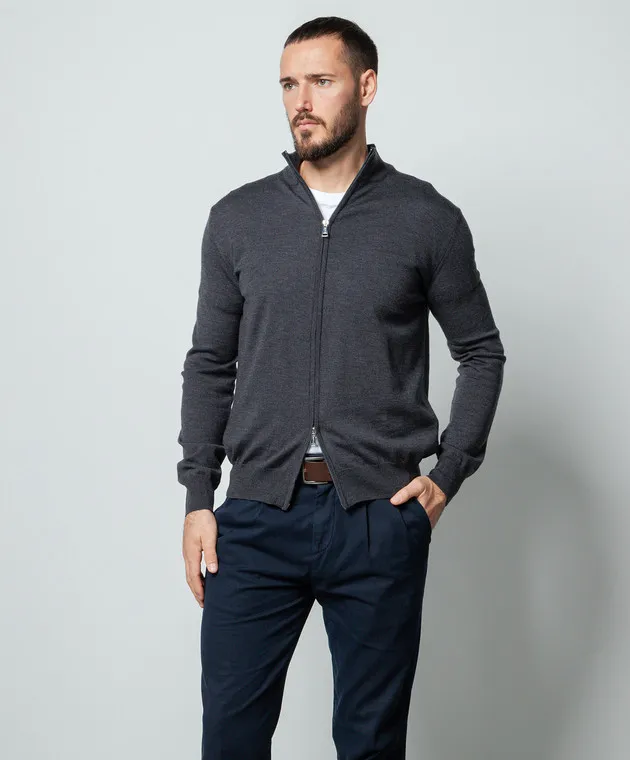 Cashmere&Whiskey Cardigan in lana grigia 97396