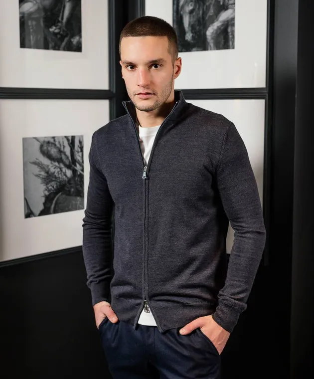 Cashmere&Whiskey Cardigan in lana grigia 97396