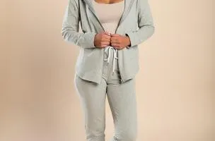 Completo tuta con zip, grigio chiaro