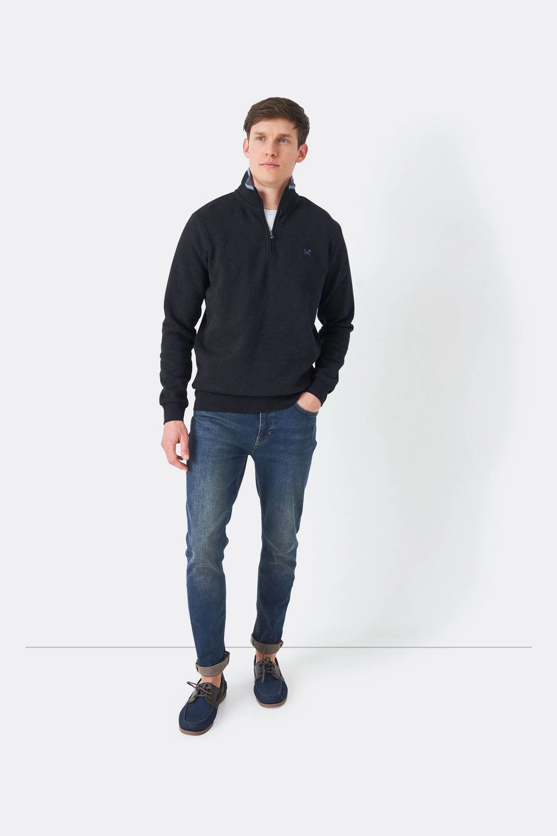 Crew Clothing - Felpa classica con mezza zip