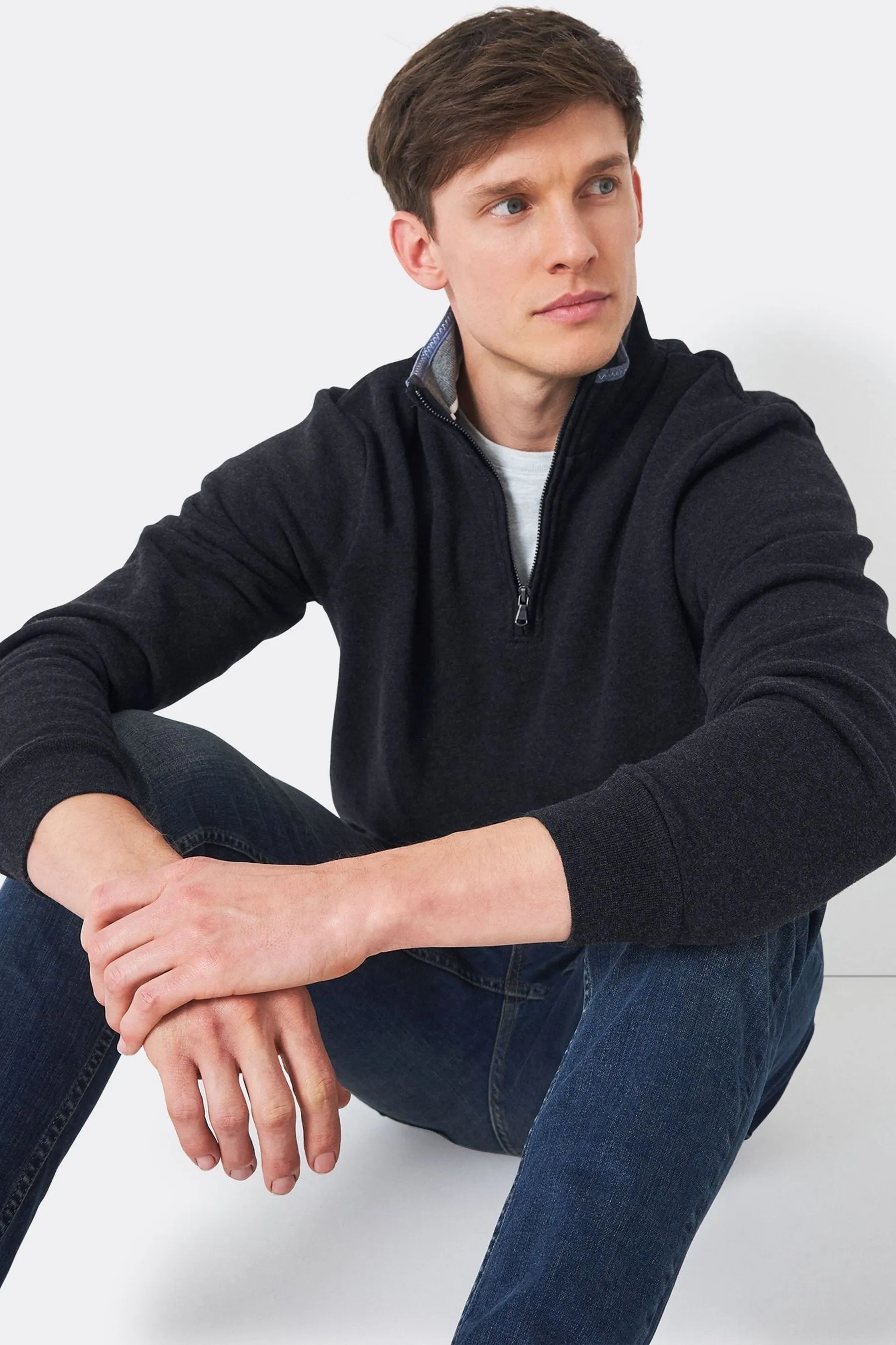Crew Clothing - Felpa classica con mezza zip