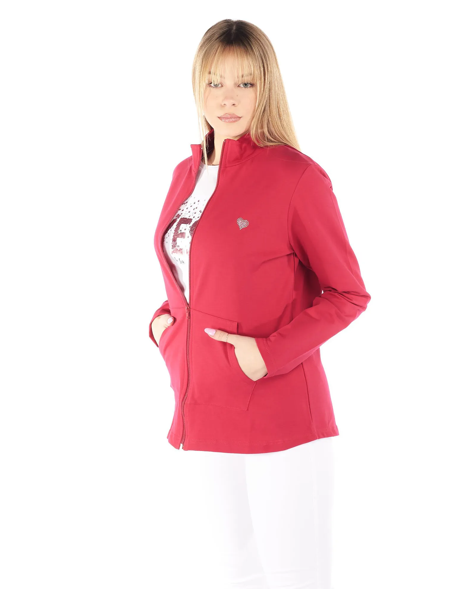 DONNA FELPA CON ZIP E CUORE                                            Previous productDONNA FELPA CON CAPPUCCIO                