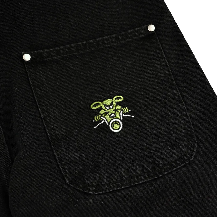 Doomsday Black Fat Bat Overall Demin Dungarees