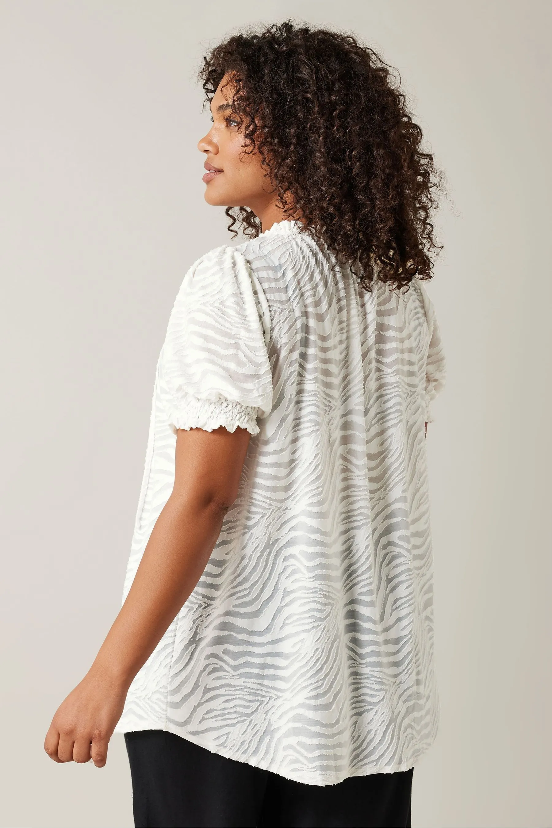 Evans Burnout Tie Neck Blouse    