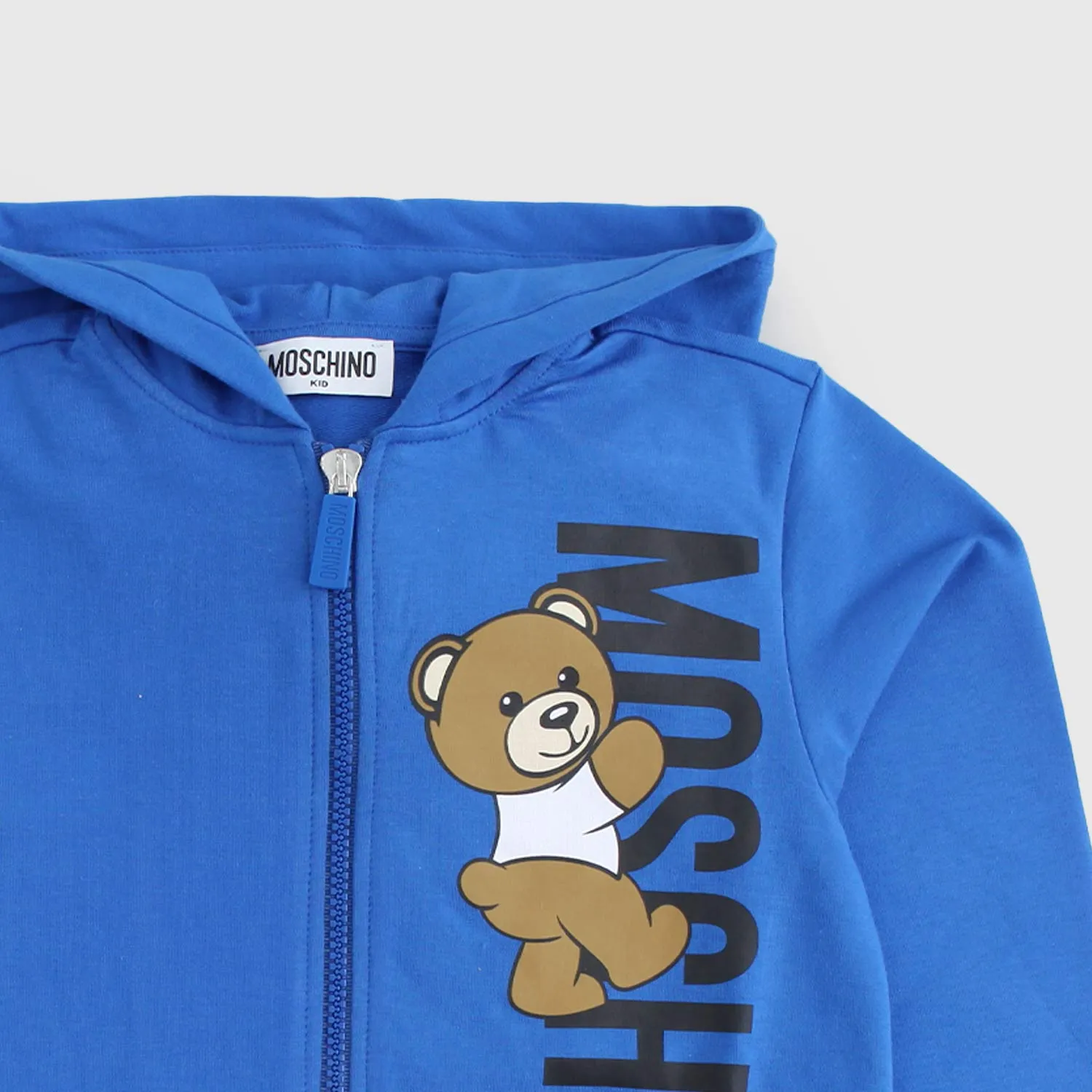 Felpa Blu Con Zip E Stampa Bambino