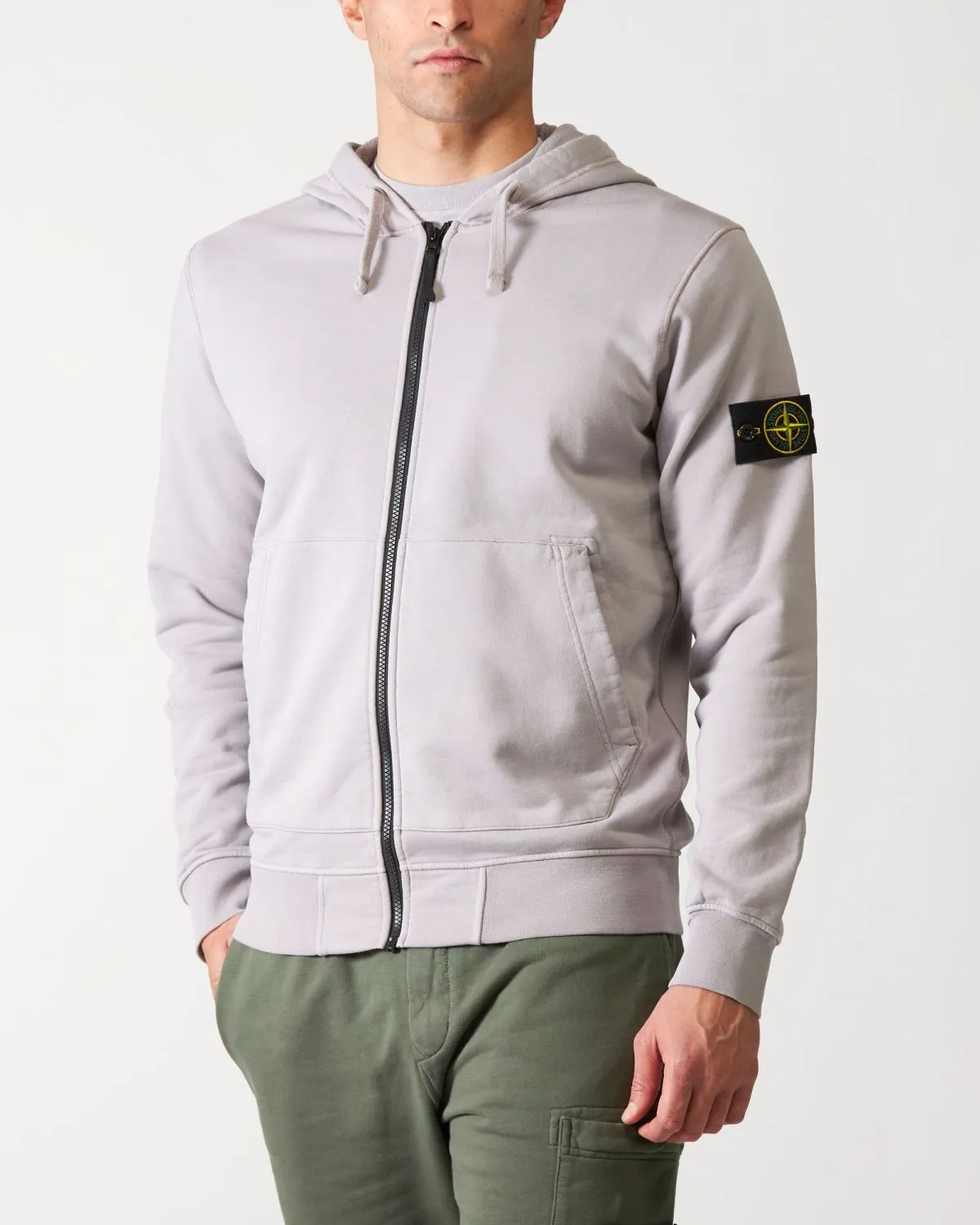 Felpa con zip e cappuccio grigio