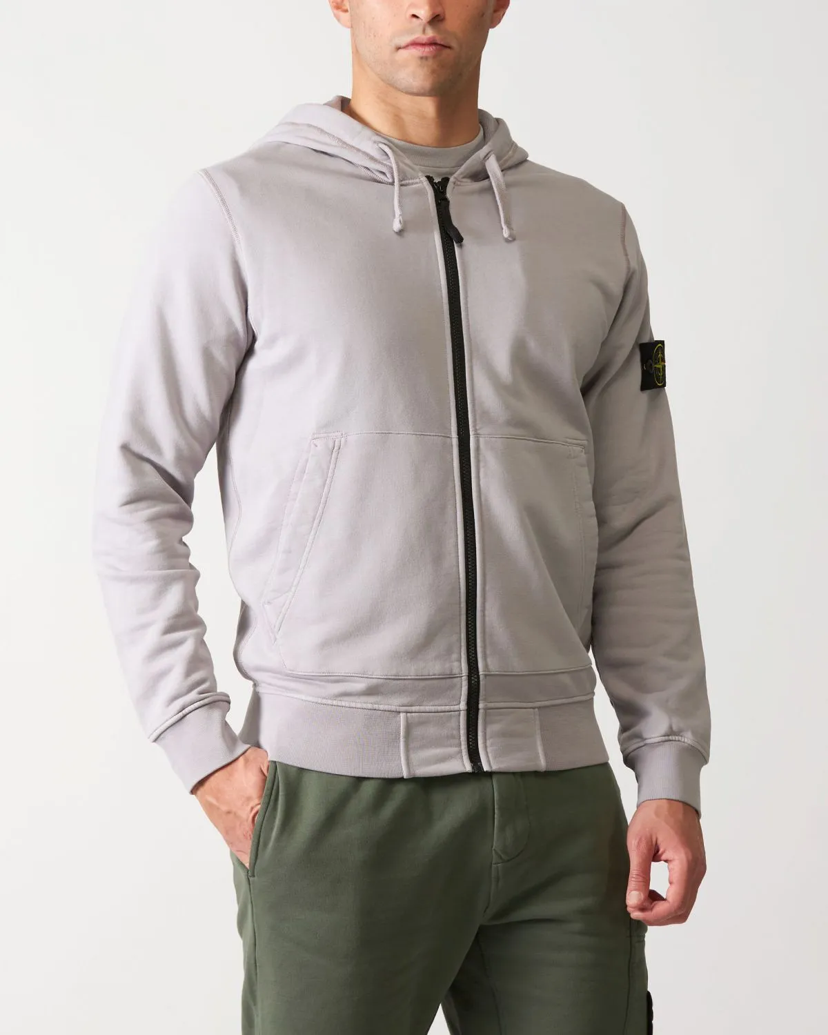 Felpa con zip e cappuccio grigio