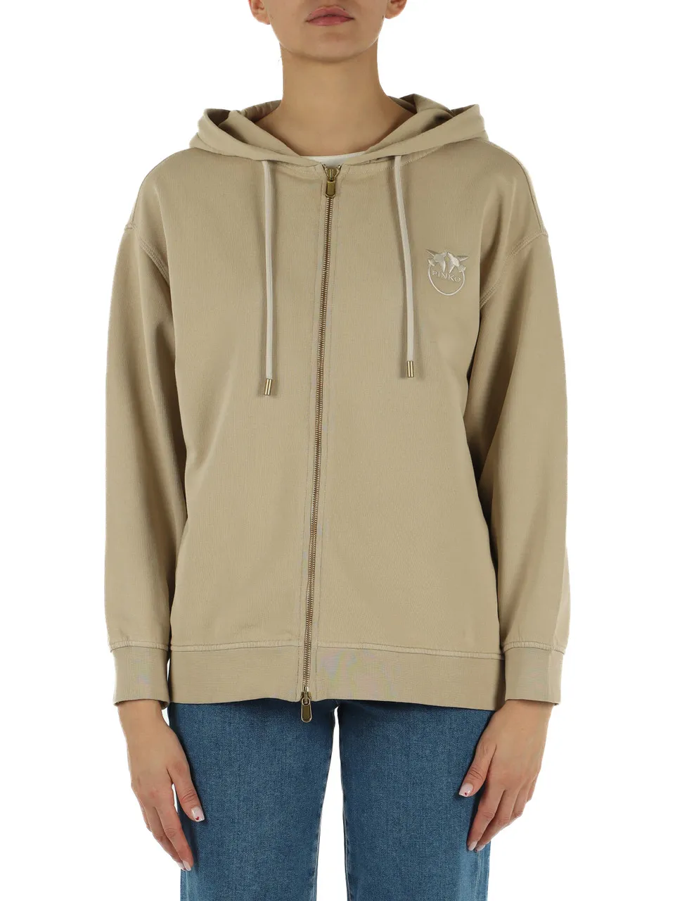Felpa con zip in cotone garzato GREMITO