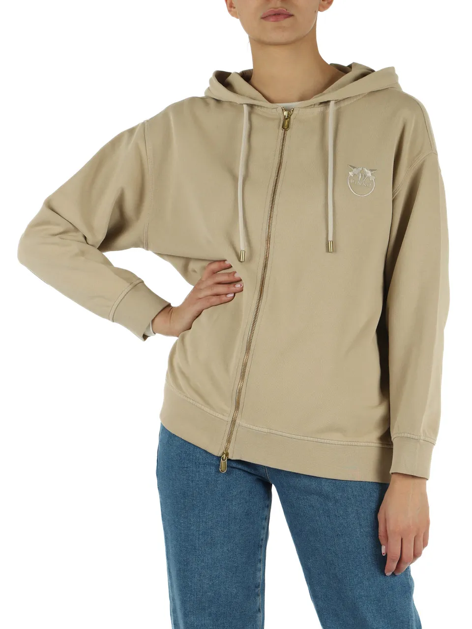 Felpa con zip in cotone garzato GREMITO