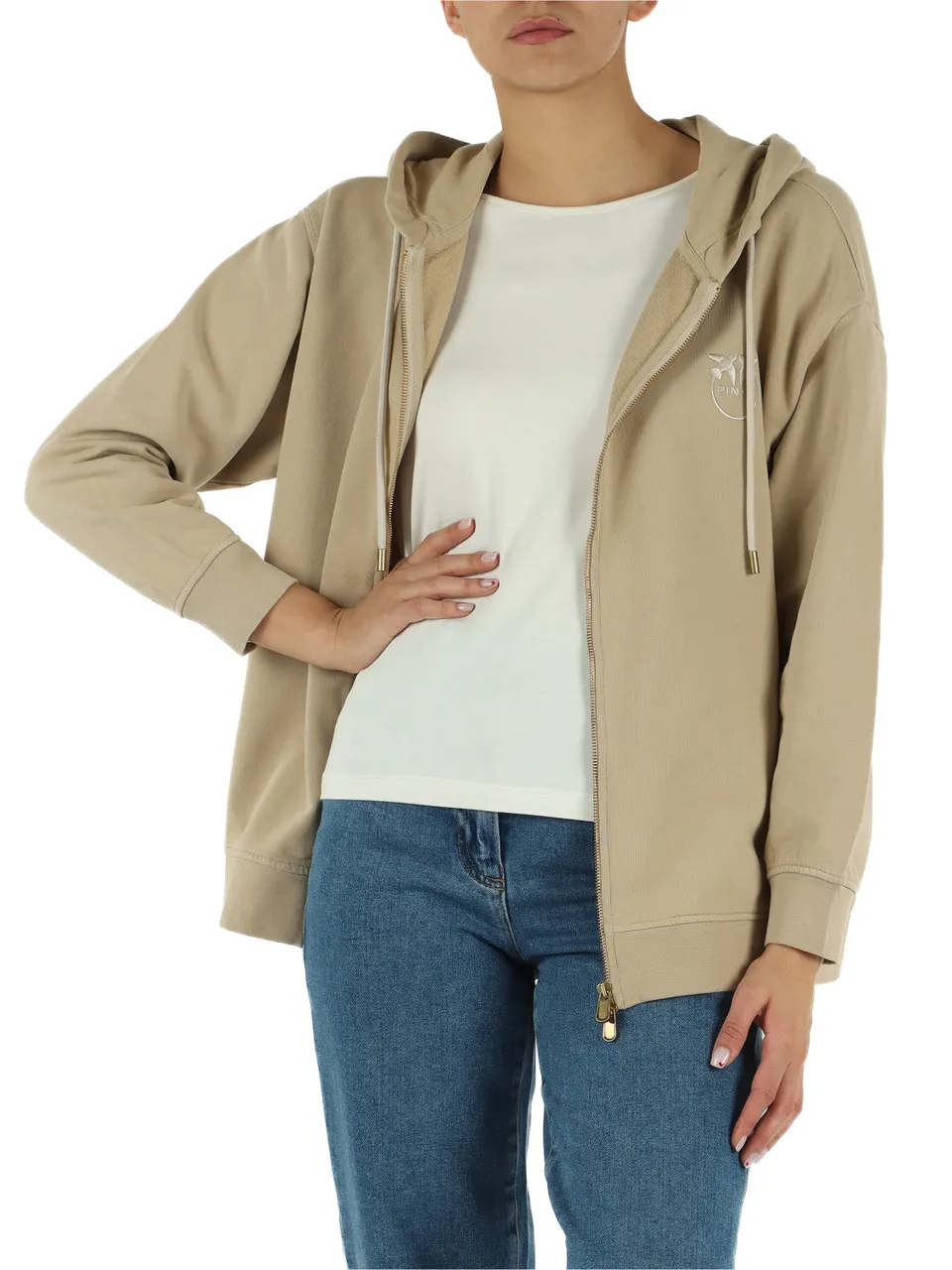 Felpa con zip in cotone garzato GREMITO
