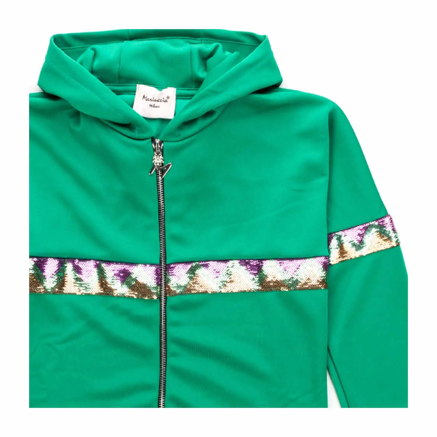 Felpa Con Zip Verde Girl