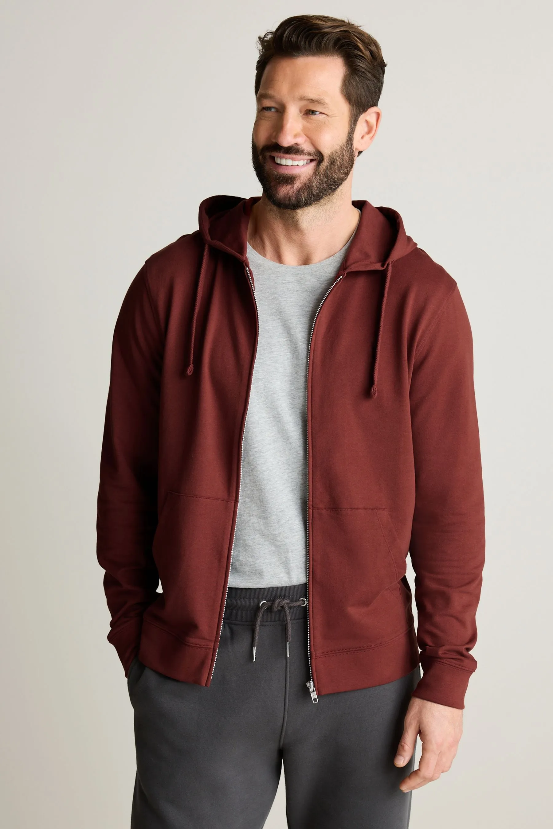 Felpa leggera con cappuccio e zip