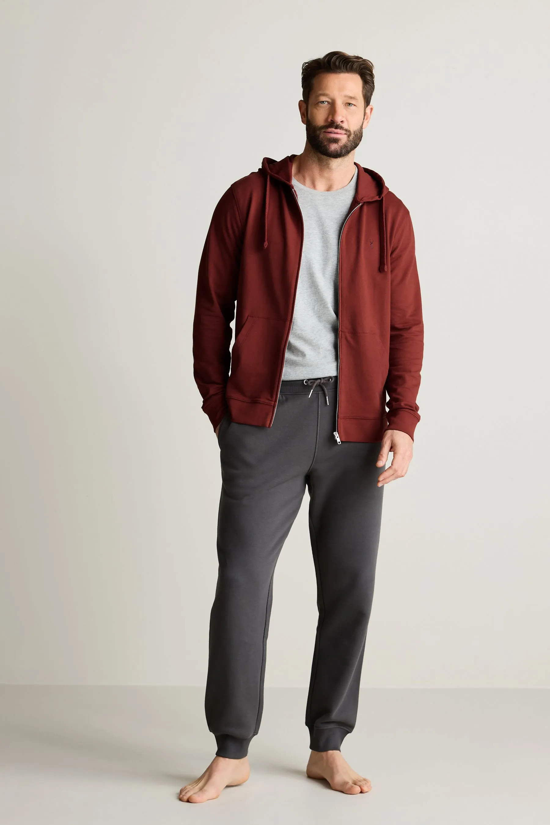 Felpa leggera con cappuccio e zip